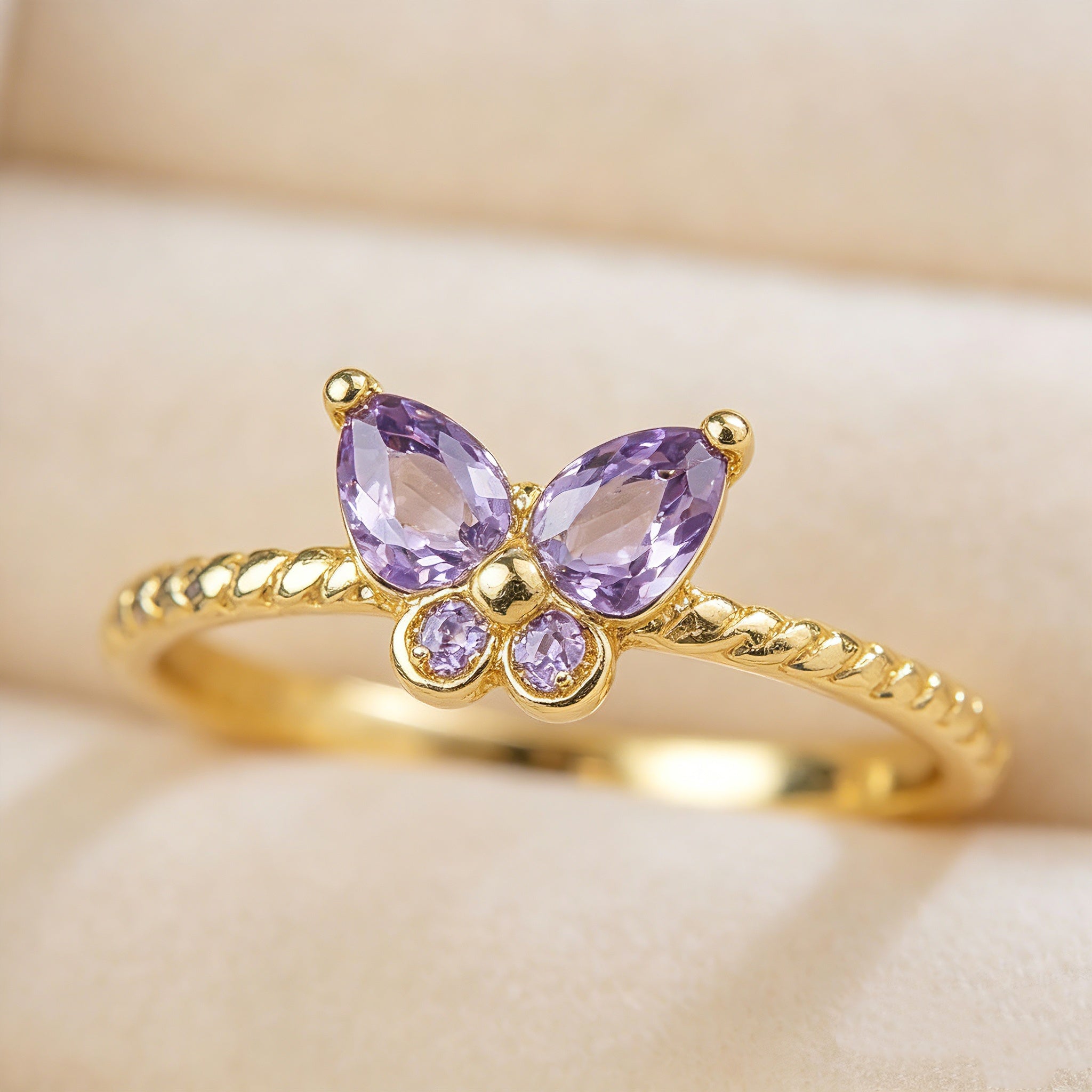 Gold and purple ring set