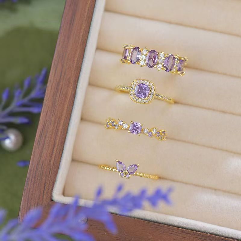 Gold and purple ring set