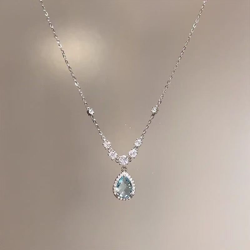 Blue Zirconium Teardrop Necklace
