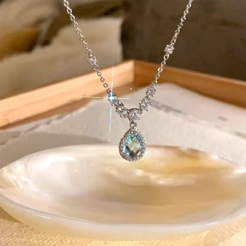 Blue Zirconium Teardrop Necklace