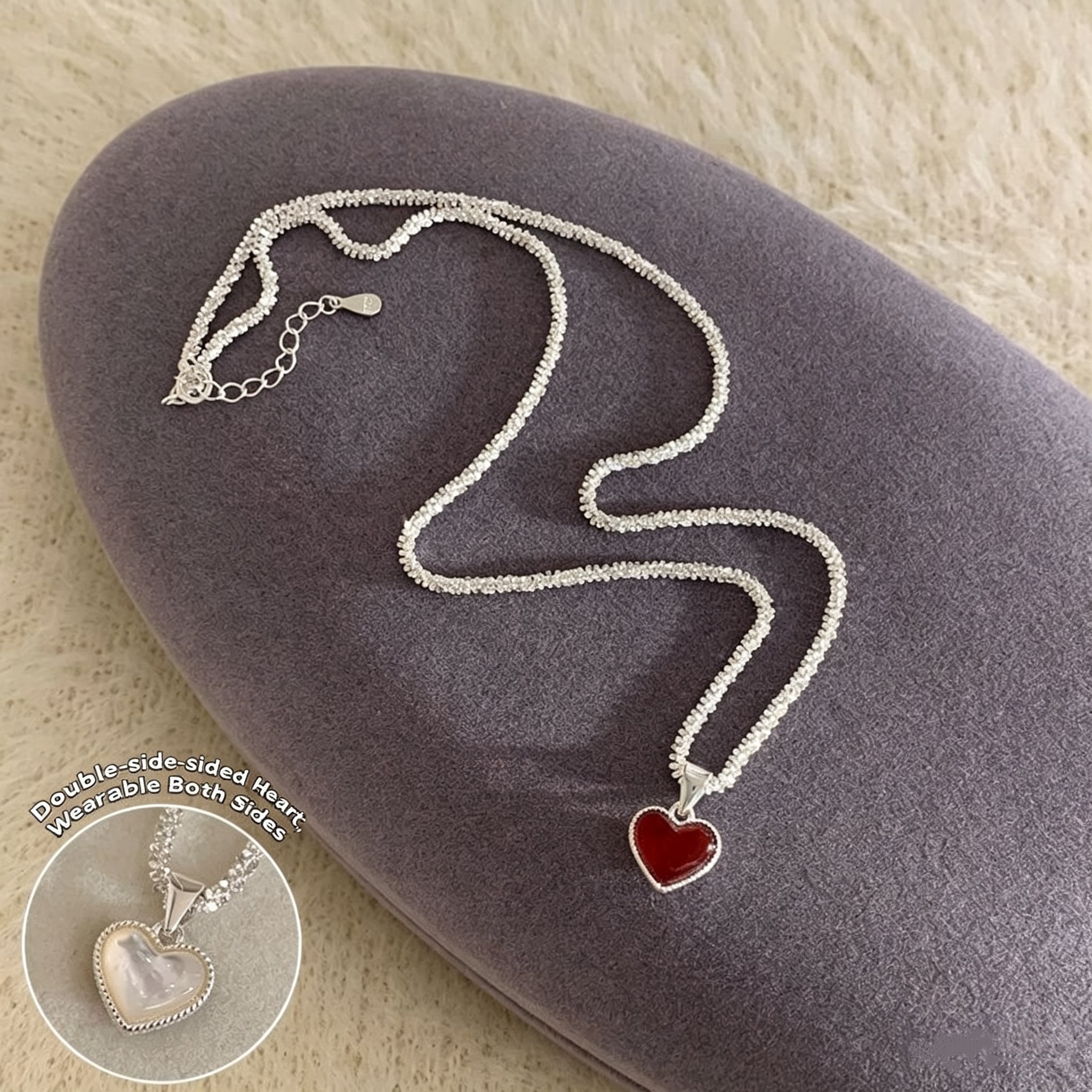 Double-sided red heart necklace