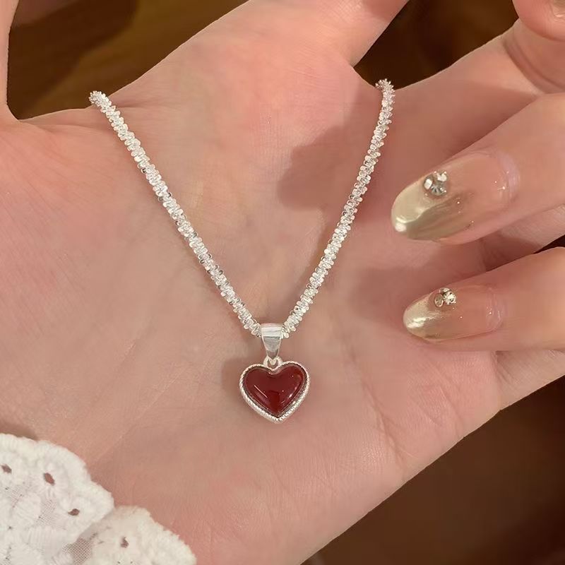 Double-sided red heart necklace