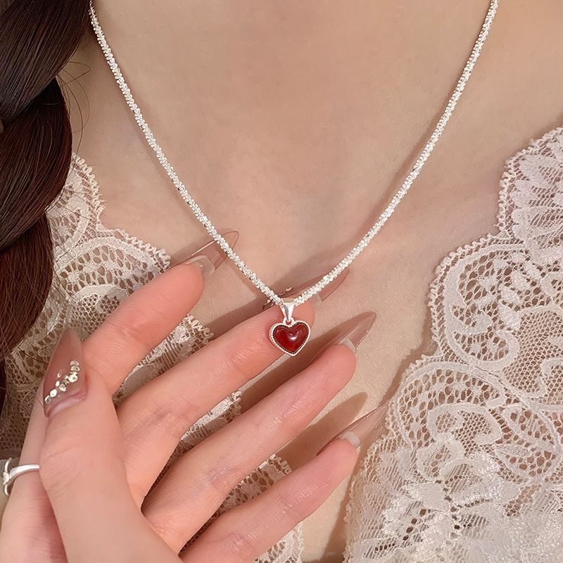 Double-sided red heart necklace
