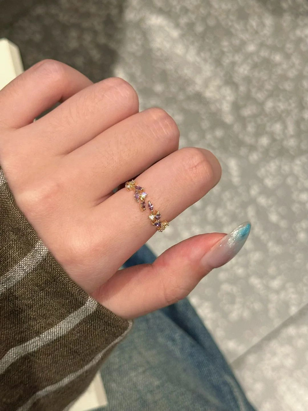 Wheat Ear Zircon Ring