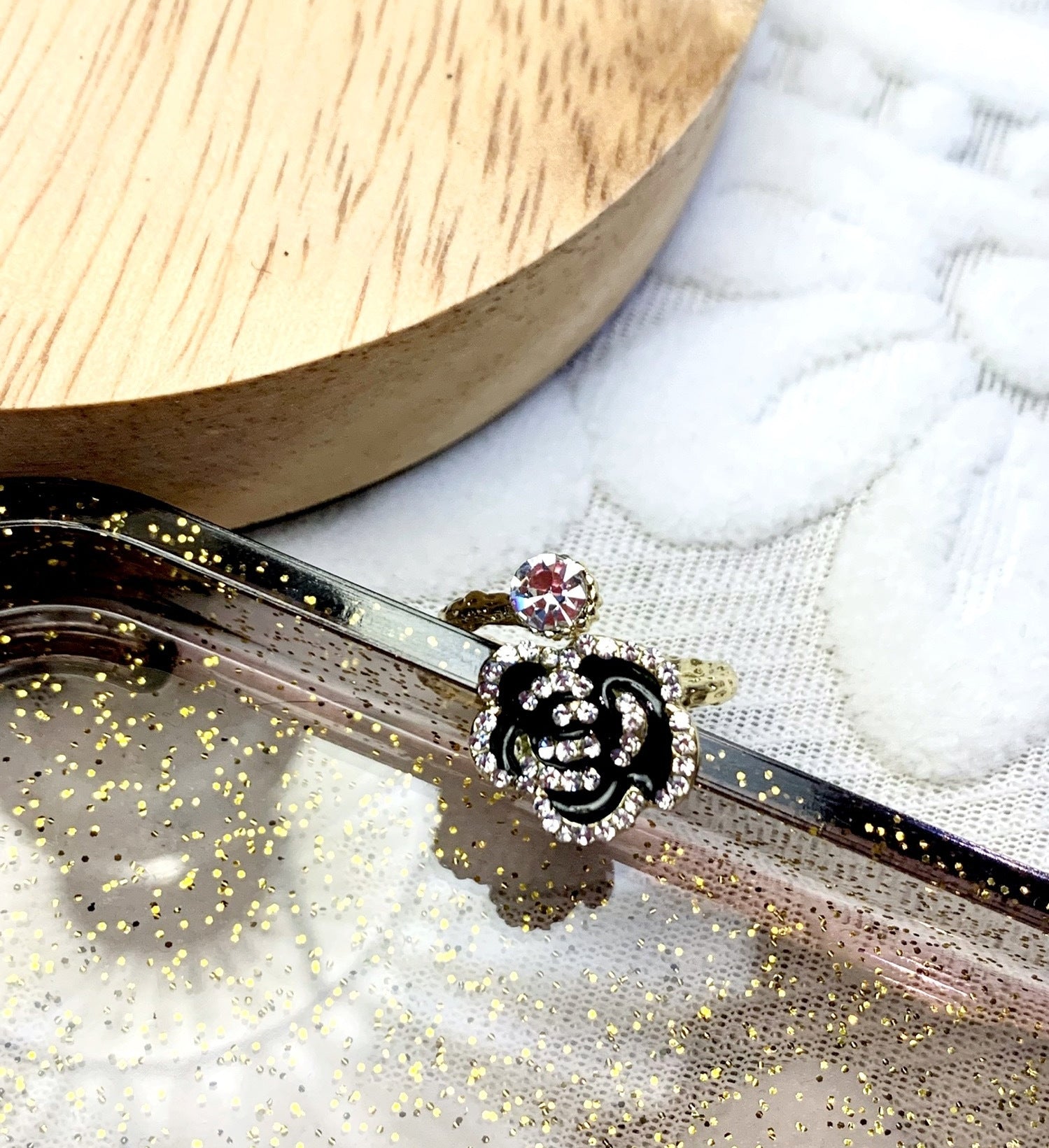 Black Camellia Ring