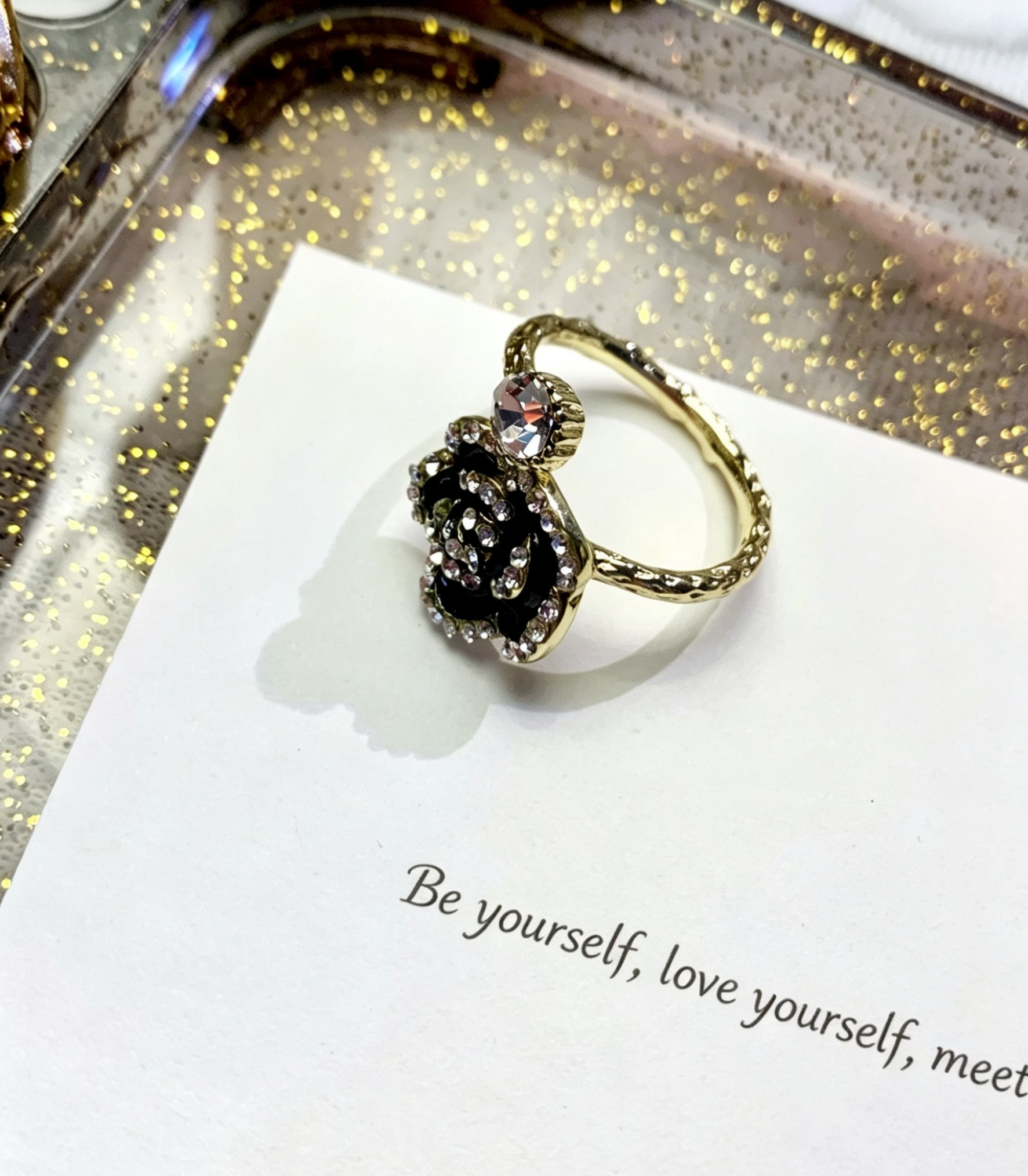Black Camellia Ring