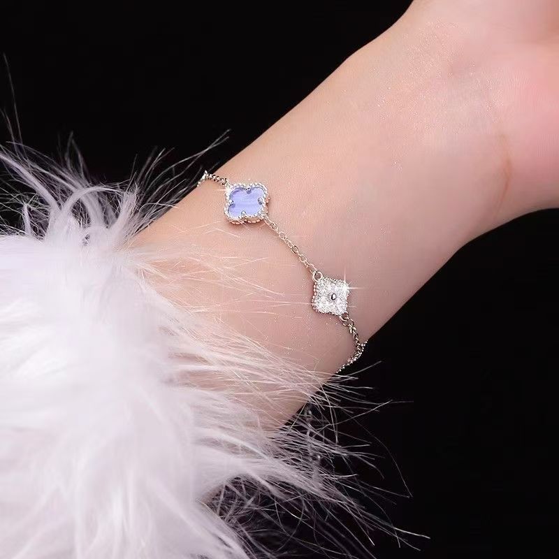 Purple four-leaf clover bracelet