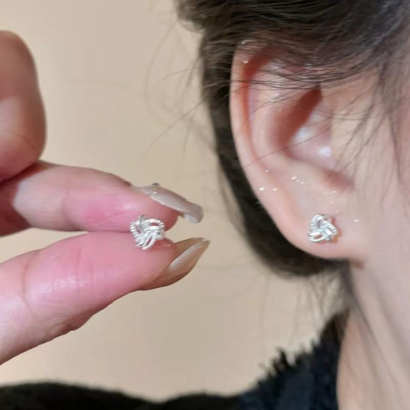 S925 Sterling Silver Double Knot Earrings