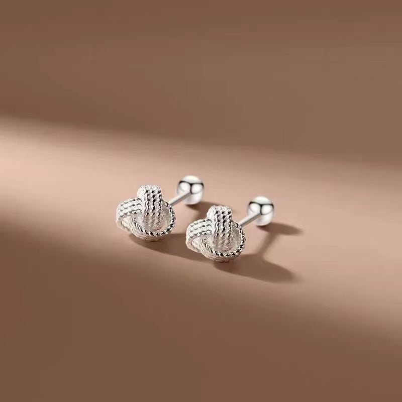 S925 Sterling Silver Double Knot Earrings