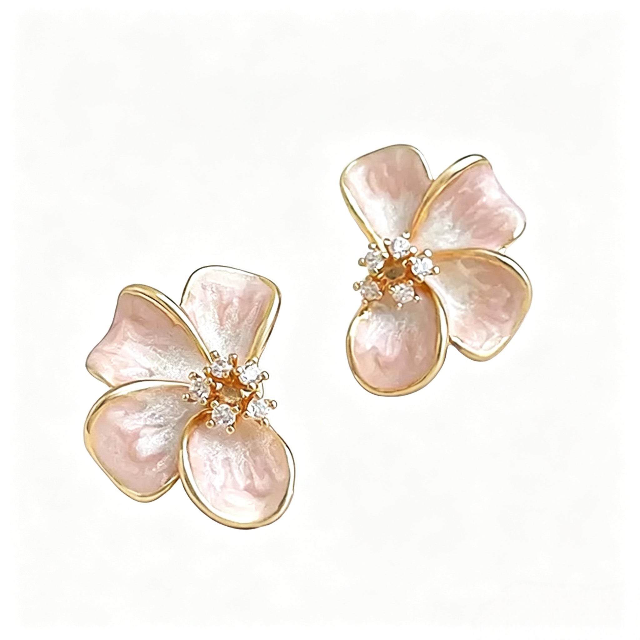 Soft pink glaze flower earrings