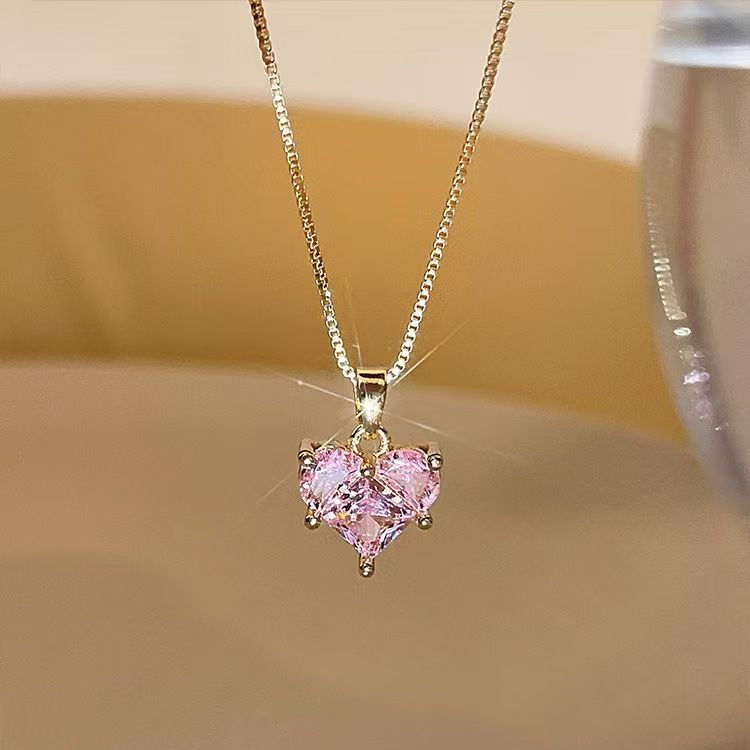 Pink Diamond Heart-Shaped Necklace