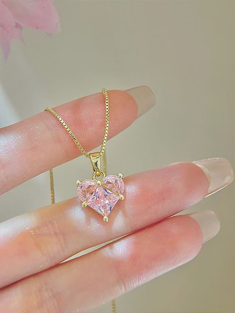 Pink Diamond Heart-Shaped Necklace
