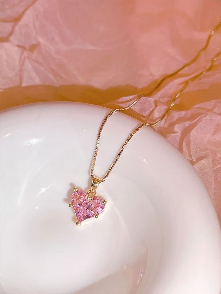 Pink Diamond Heart-Shaped Necklace