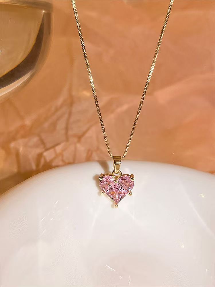 Pink Diamond Heart-Shaped Necklace