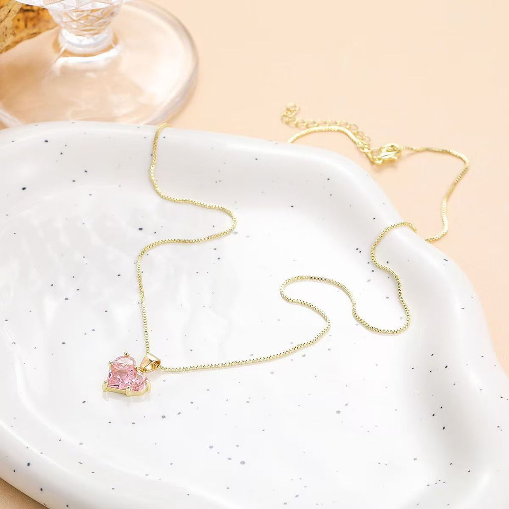 Pink Diamond Heart-Shaped Necklace
