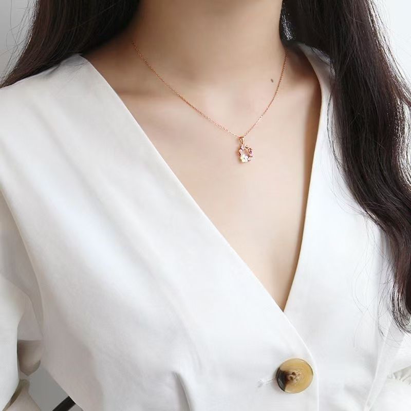 Rose Gold Floral and Butterfly Wreath Necklace