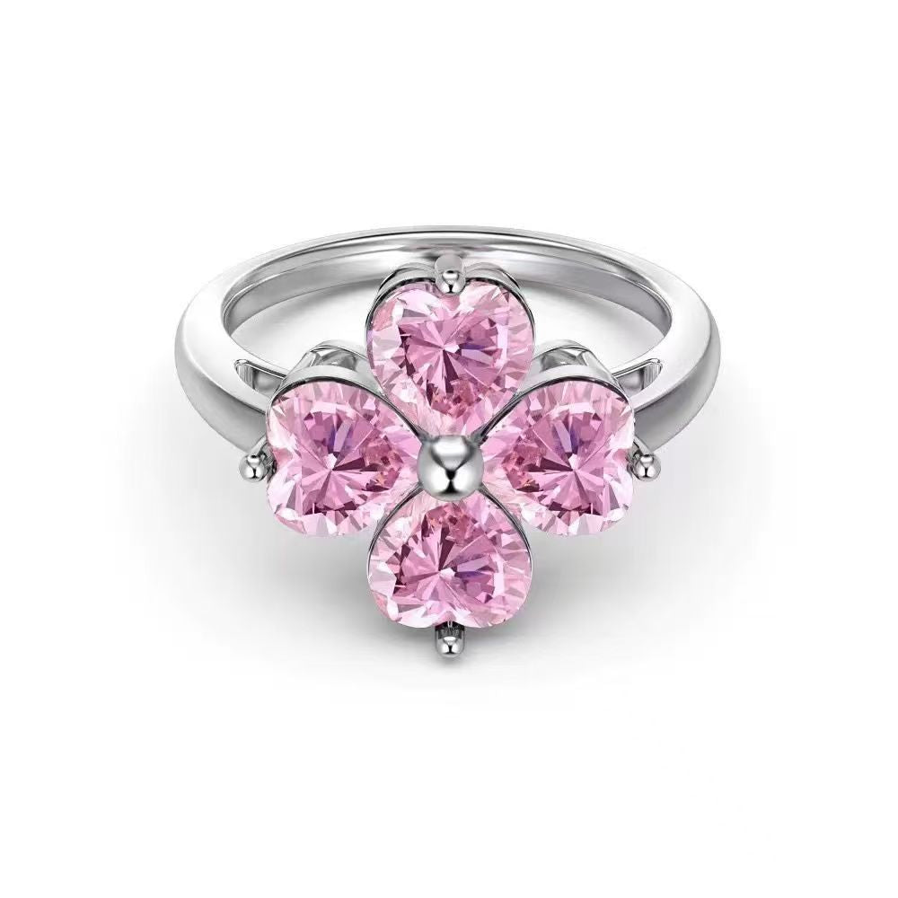 Cherry Blossom Four-Leaf Clover Full Diamond Set