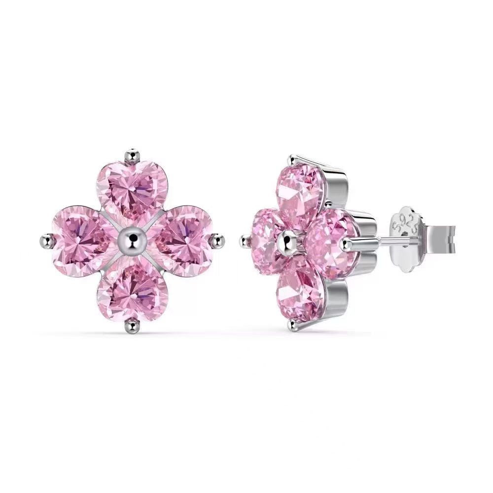 Cherry Blossom Four-Leaf Clover Full Diamond Set