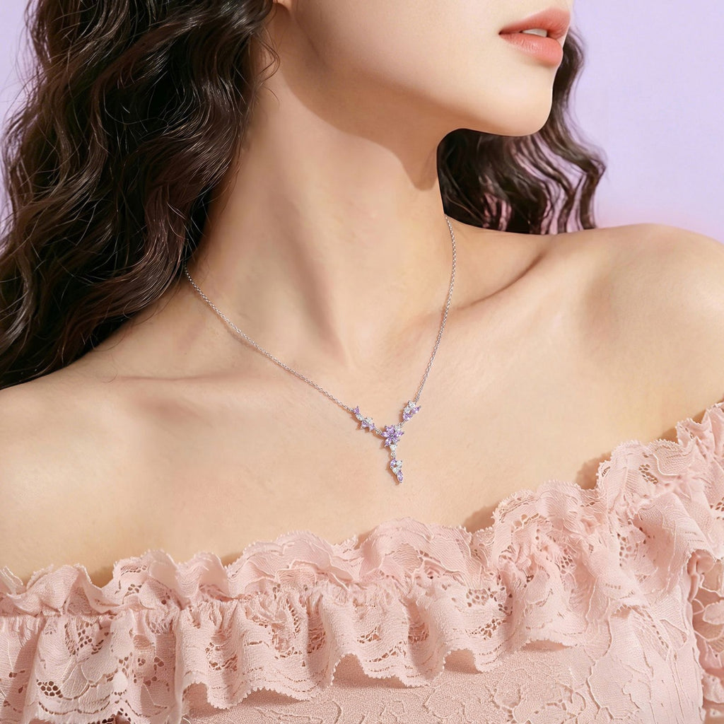 Purple Cherry Blossom Necklace