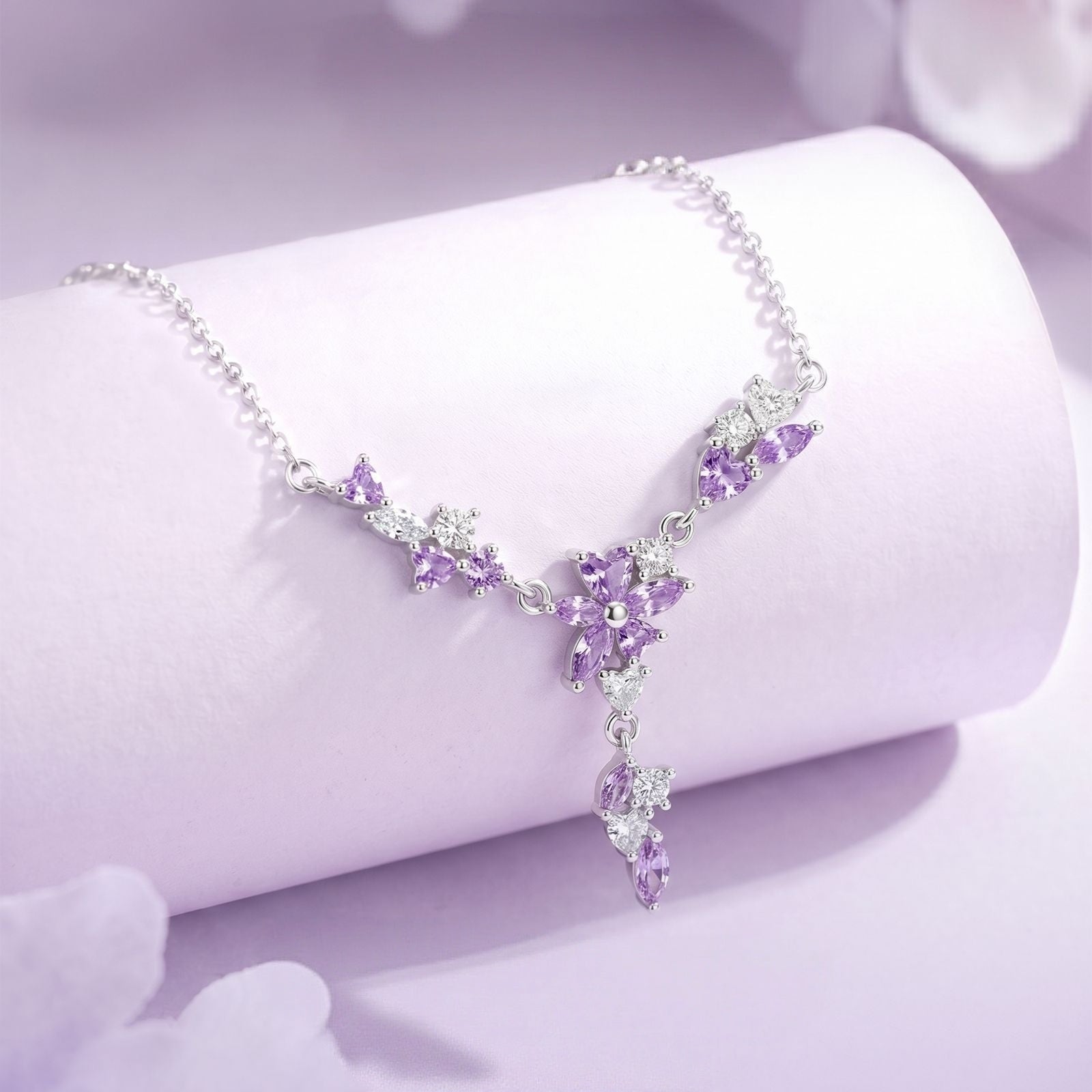Purple Cherry Blossom Necklace