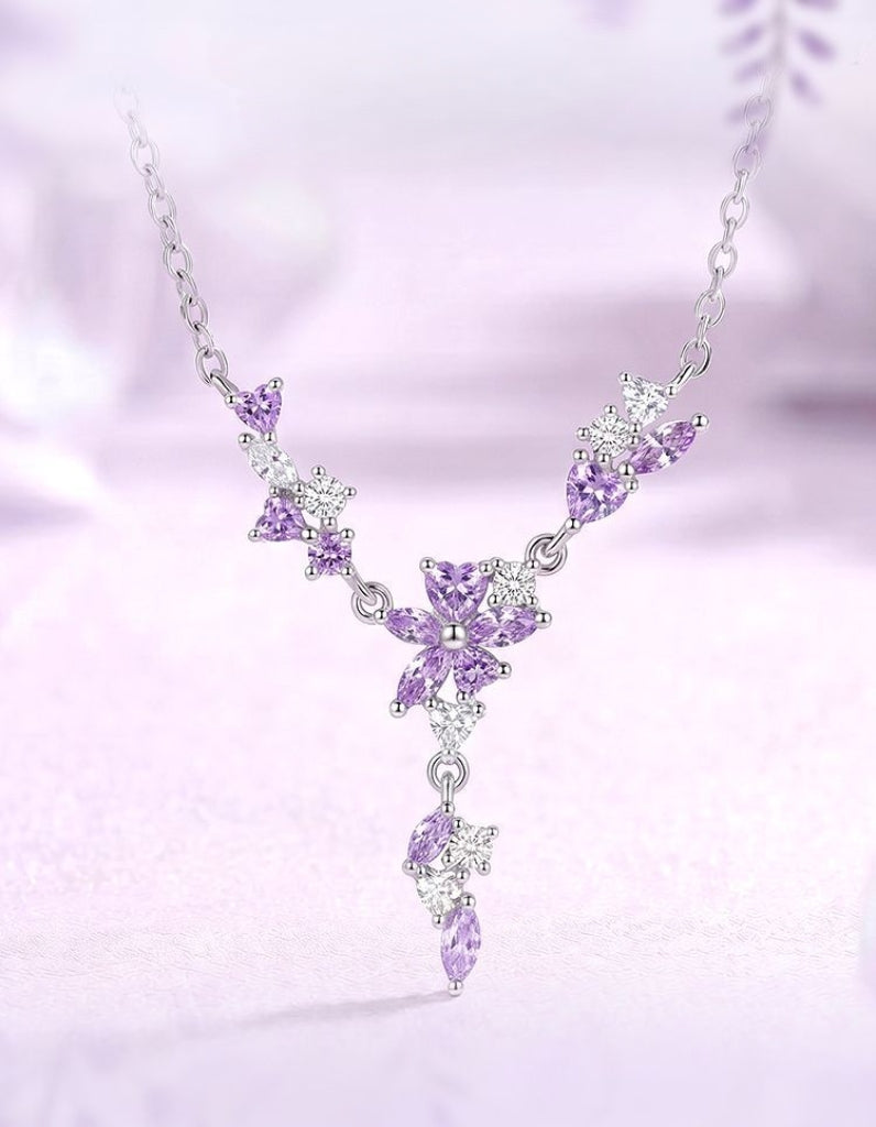Purple Cherry Blossom Necklace