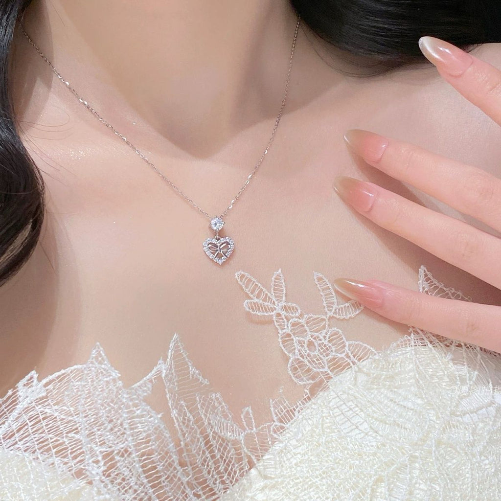Bow Heart Necklace