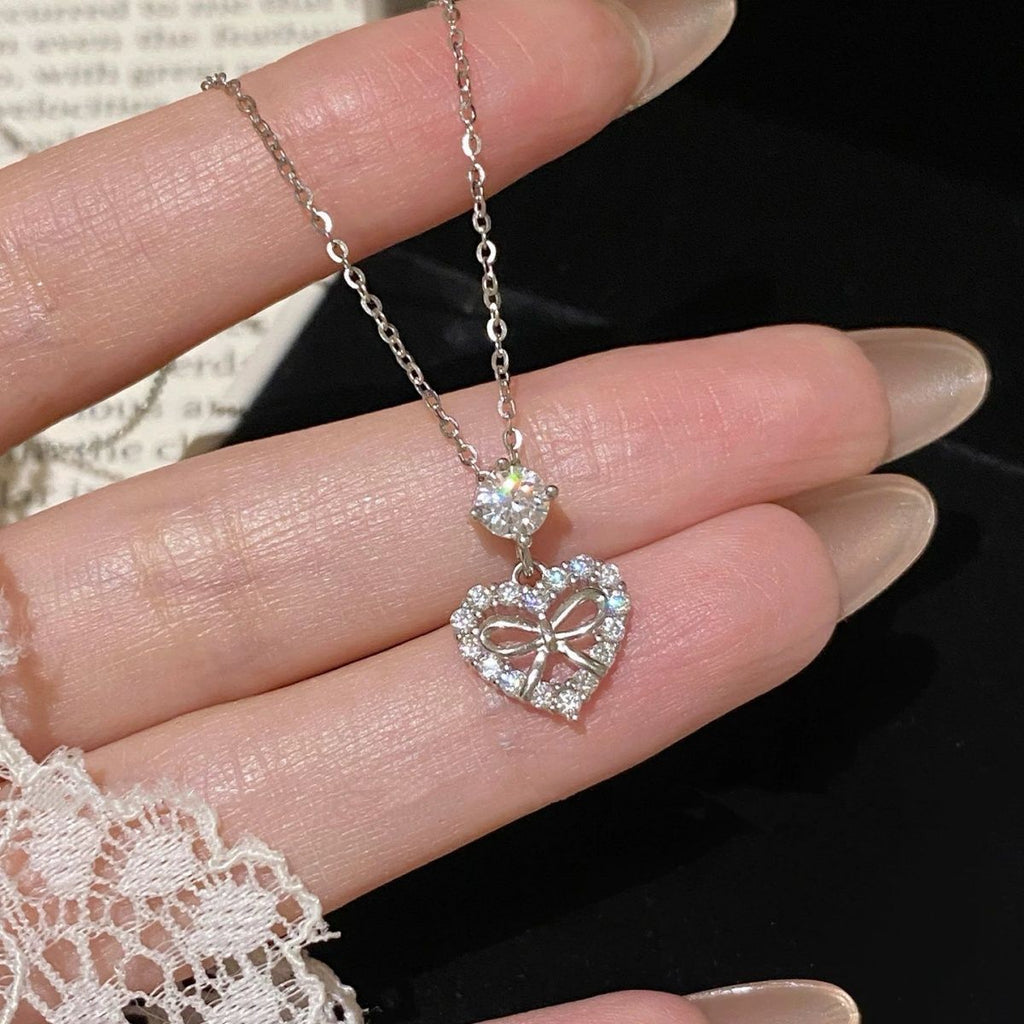Bow Heart Necklace
