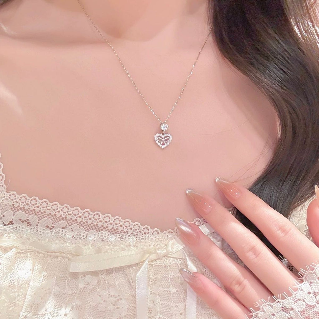 Bow Heart Necklace