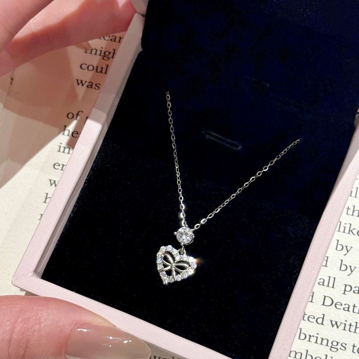Bow Heart Necklace