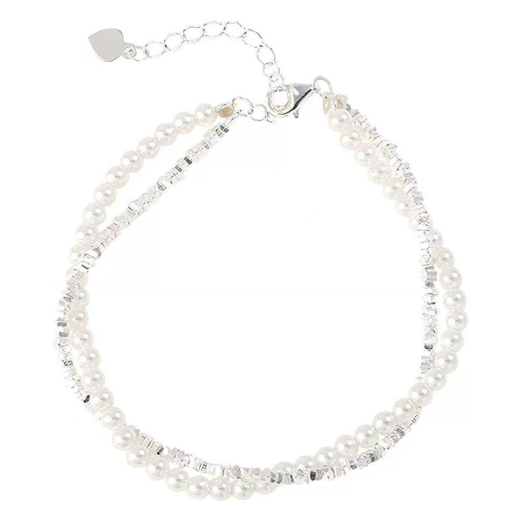 Silver Double-Strand Pearl Bracelet