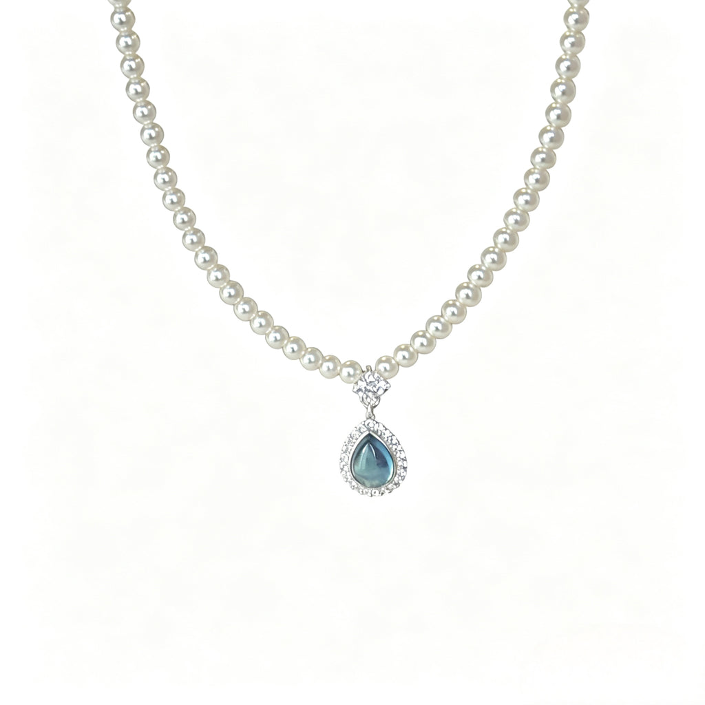 Deep Sea Tears Gemstone Pearl Necklace