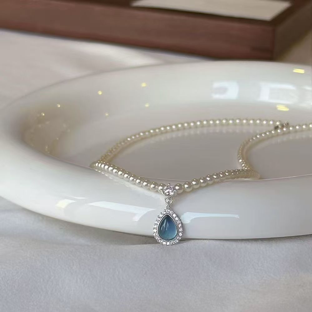 Deep Sea Tears Gemstone Pearl Necklace