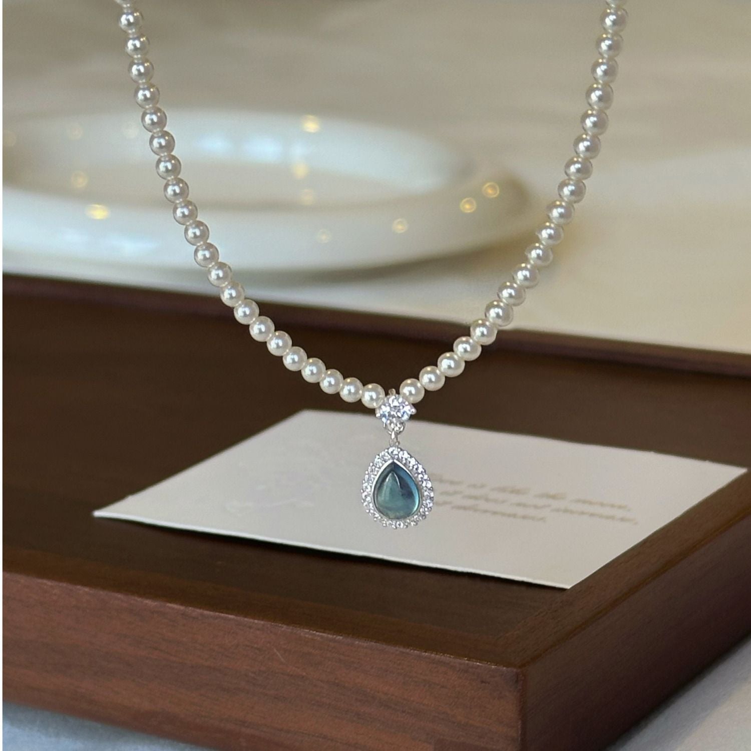 Deep Sea Tears Gemstone Pearl Necklace