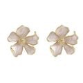 White Enamel Flower Earrings