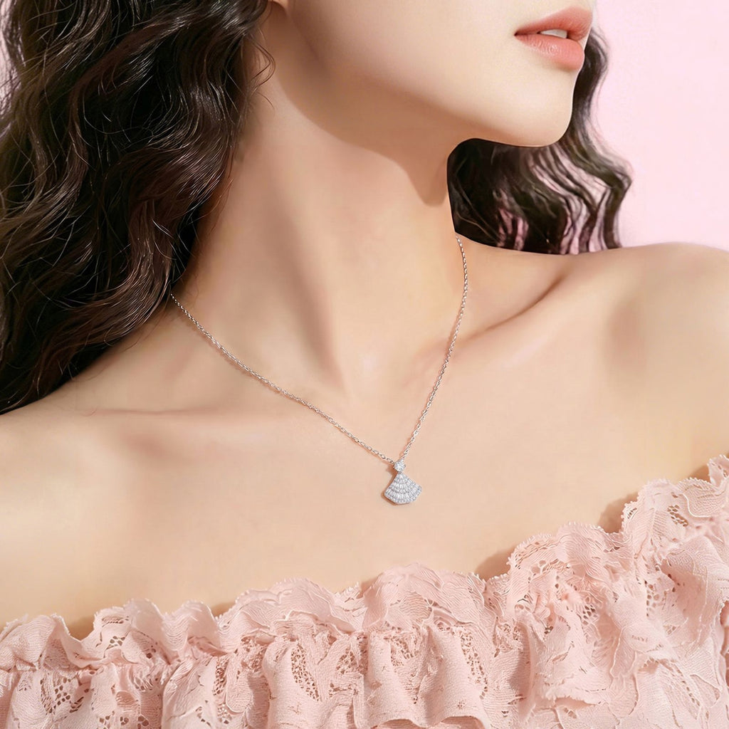 Full Diamond Fan-Shaped Skirt Necklace