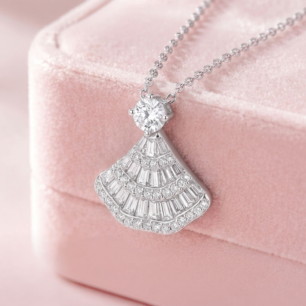 Full Diamond Fan-Shaped Skirt Necklace